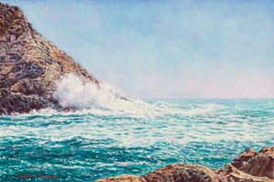 A Portovenere/Mediterranean Blues, oil on panel, 20x30cm (white gold plated hand made frame) - Euro1095 (Available at Gallery Autrevue, The Netherlands)