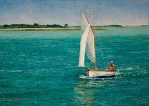 Alla Laguna/Venetian Blues & Emeralds, oil on linen 50 x 70 cm (2007) - Sold