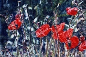 Amapolas en las dunas (1998), watercolour 16 x 24 cm - Sold