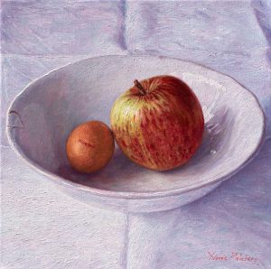 Apple and Egg, oil on canvas, 30 x 30 cm (2013) - Sold