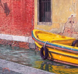 Reflections/Autumn in Venice (2014), oil on panel 22 x 23 cm - Euro 1095 - A digitized version of this painting is going to be launched to the moon, see my news page!