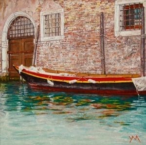 Reflections IV/Summer in Venice, oil on pane 20 x 20 cm - Euro 1095 - A digitized version of this painting is going to be launched to the moon, see my news page! (Available at Gallery Autrevue, The Netherlands)