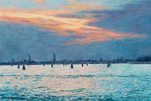 A sunset/Summer in Venice, acrylics on panel 20 x 30 cm (2009) - In a private collection