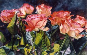 Harry's roses II (1998), watercolour 20 x 31 cm - (collection Yvonne Melchers)
