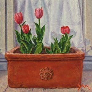 I Tulipani di Francesca (Francesca's Tulips), oil on panel 14 x 14 cm - Euro 495
