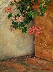 Francesca's Geraniums (2010), oil on linen 40x30 cm (2010) - Sold