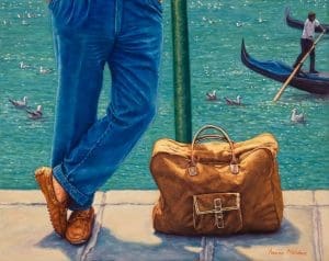 La Borsa del Cavaliere/Blues in Venice, oil on linen, 40 x 50 cm Euro 2450