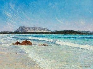La Tavolara/Mediterranean Blues, acrylic on panel, 30 x 40 cm (2010) - sold