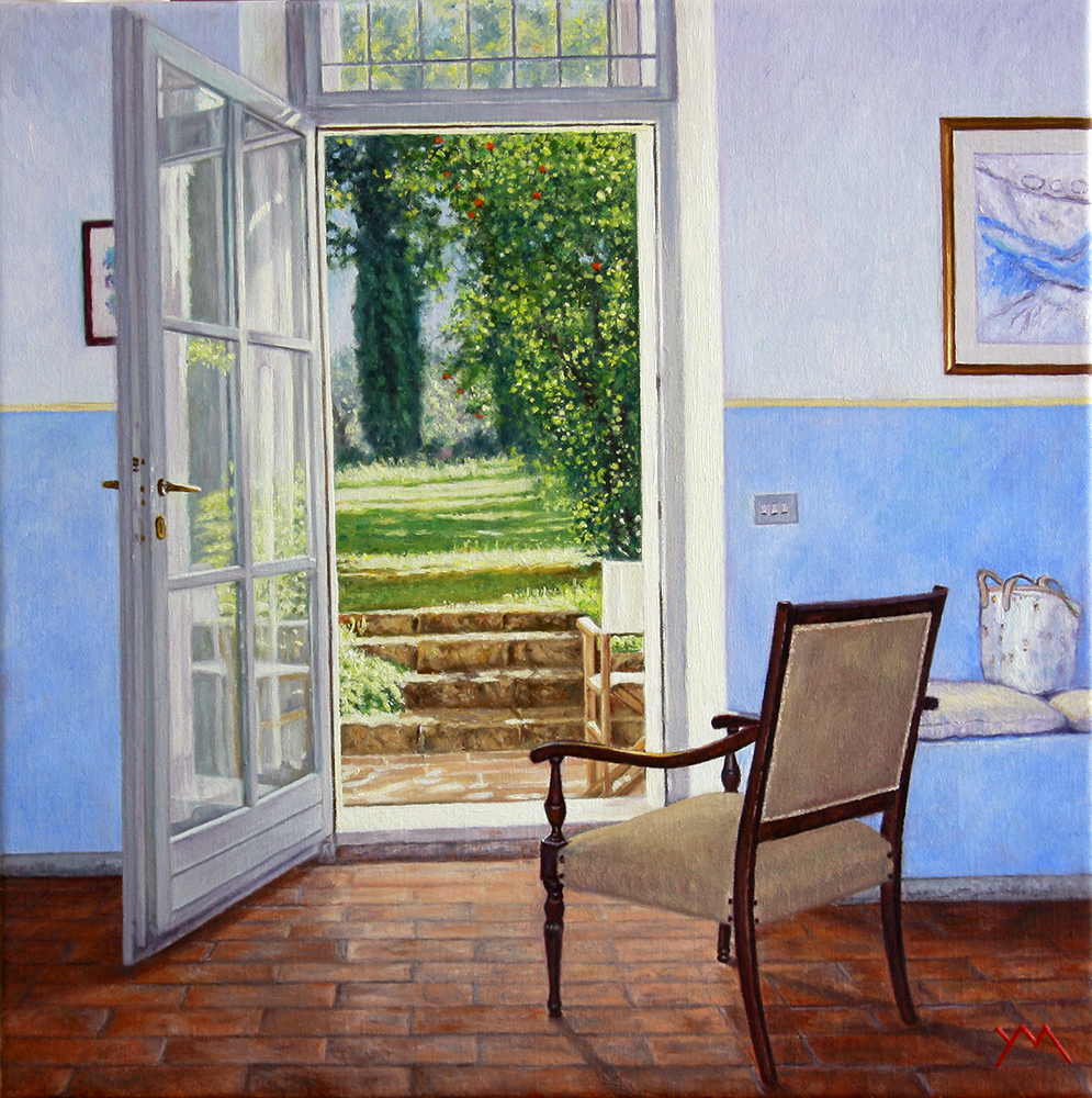 Room with a View/Summer in Pacina, oil on linen 40 x 40 cm (Available at Gallery Autrevue, The Netherlands)