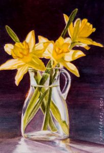 Daffodils for Anneke (2001), watercolour 20x14cm - In a private collection