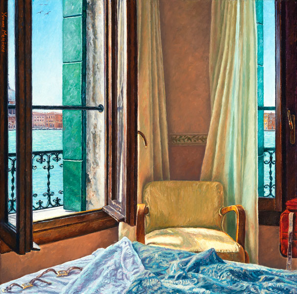 Yvonne Melchers Room with a View/Summer in Venice, oil on linen, 40 x 40 cm -