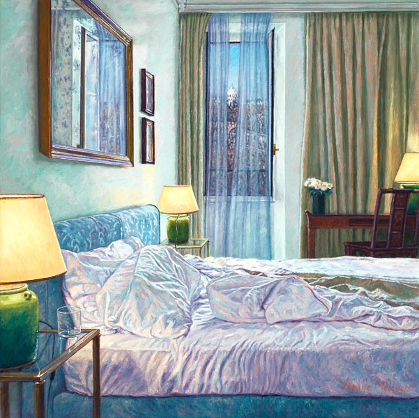 Yvonne Melchers Room with a View/Winter in Rome, oil on linen, 40 x 40 cm (2013)- Sold