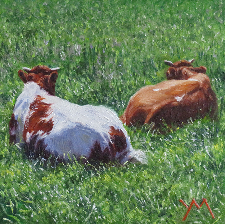 Yvonne Melchers, Together, oil on panel 14x14 cm.. (reserved)